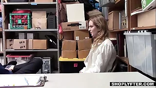 Redhead gets fucked on desk by private investigator