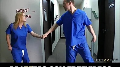 Slutty flaxen-haired nurse sneaks off at work to bang a hospital intern